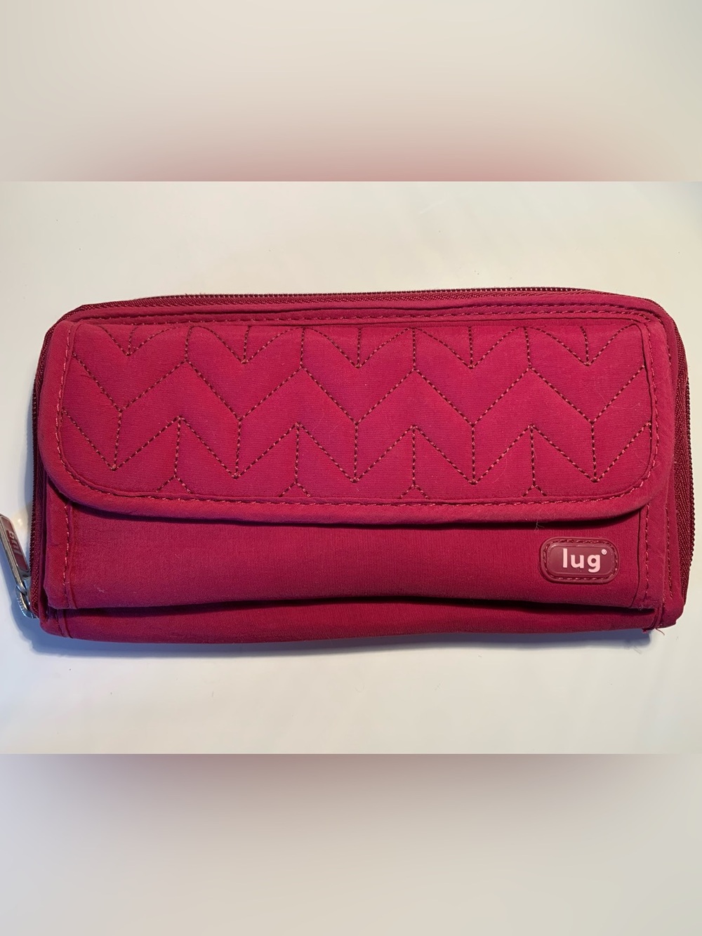 Lug Quilted Travel Wallet in Cranberry